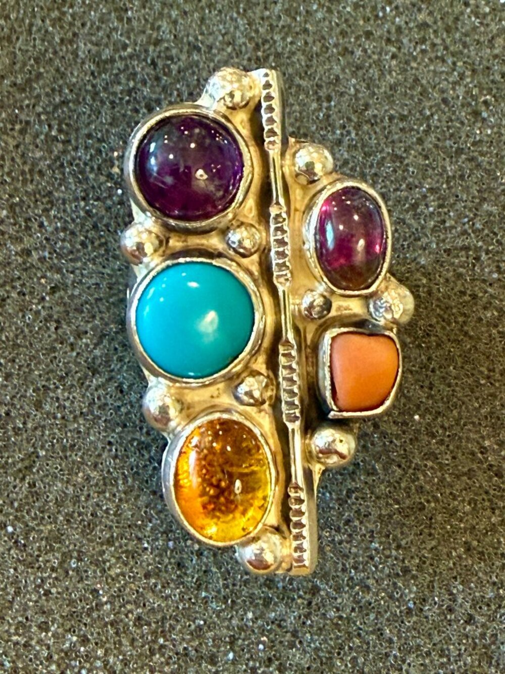 Southwestern Multi-Gem Sterling Silver Ring